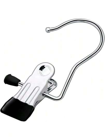Laundry Hanging Hooks Clips, 8 Pcs Boot Hangers Heavy Duty Stainless Steel Portable Travel Drying Clothes Pins For Closet Home Sock (Black)
