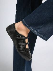 2025春季新款复古红色百搭玛丽珍鞋，女士休闲圆头平底鞋[请参考尺码表，尺码偏小]，芭蕾平底鞋