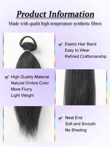 1-2 件装 26 英寸黑色 DIY 编发接发 | 女士合成 Yaki 直发耐热蓬松马尾 | 适合万圣节、圣诞节、节日派对 - 黑色 - 查看 5
