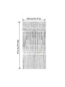 4 包铝箔窗帘背景银色金属丝箔流苏窗帘照片亭道具适用于生日婚礼订婚育儿室装饰婴儿洗礼单身派对圣诞节节日庆祝派对装饰、母亲节毕业季装饰、生日、单身派对、准新郎派对装饰 - 4 包 - 銀色 - 查看 10