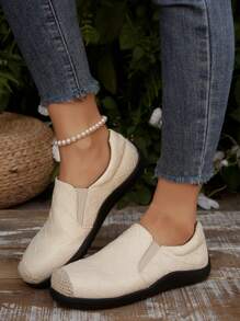 优雅的黑白女士平底鞋 - 白色 - 查看 5