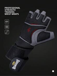 GOUNOD Half Finger Exercise Gloves With Widen & Lengthen Wrist Wrap Sweat-Wicking Training Gloves With Pull Ring Quickly Take Off Design Gym Sport Fitness Gloves. - Multicolor - View 6