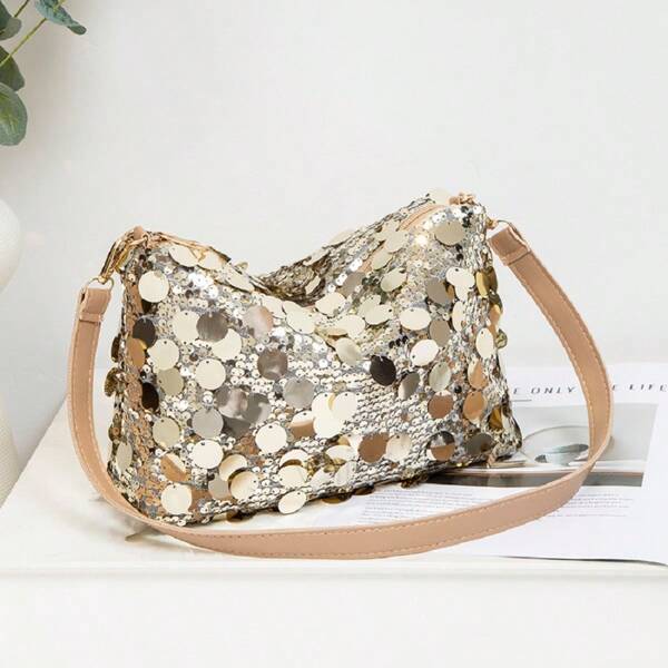 Bolsa de mão com almofada de glitter para axilas, bolsa transversal para celular feminina, 2025