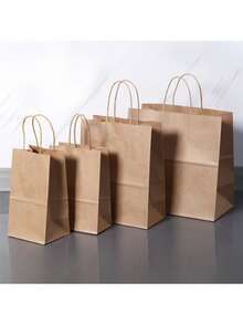50个装带手柄棕色纸袋 - 礼品袋 - 带抽绳手柄的牛皮纸袋 - 21 X 11 X 27 厘米 - 适用于生日、婚礼、圣诞节和派对庆祝活动的牛皮纸袋