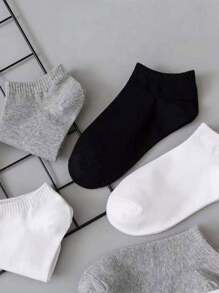 5 pares de calcetines sin marcas de color negro, blanco y gris sólidos, antideslizantes y antifricción, unisex