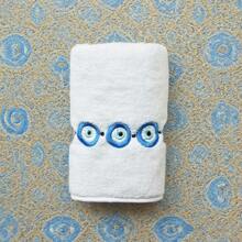 1pc 35x75cm Coral Fleece Fatima Hand Evil Eye Embroidered Towel, Suitable As Holiday Gift, Home, Kitchen, Bathroom Decor Back To School
