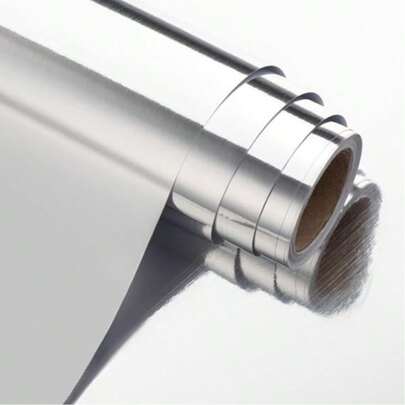 不锈钢防水银色金属质感壁纸，可移除可重复使用，适用于厨房防溅板、洗碗机、冰箱和其他电器，装饰覆盖