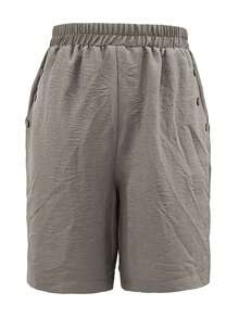 Women's Solid Color Simple Daily Summer Casual Pants  Plain    Casual    Button  Pocket    Daily - 灰色 - 查看 2