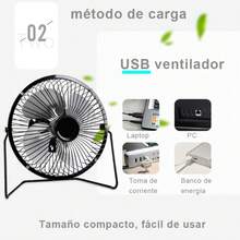 Ventilador pequeño de escritorio, ventilador USB de cuatro aspas de aluminio, silencioso y con viento súper fuerte, mini ventilador portátil para oficina en casa, regalo ideal de verano. - Azul - Ver 5