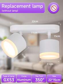 CANMEIJIA GX53嵌入式吸顶射灯，壁灯，吸顶灯，黑色/白色，带/不带灯泡，铝制，适用于GX53灯泡，适用于商店、书房、卧室、客厅、咖啡厅、展厅、画廊、博物馆、走廊、门廊 - GX53燈頭吸頂燈 - 查看 17