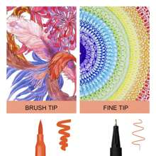 24 Pcs Double-Ended Brush Marker Pens, Fine Point & Brush Tip, Suitable For Coloring Books, Bullet Journals For Kids And Adults, Back To School Supplies, High Quality - Birthday Gift - Christmas Gift - Easter Gift - Valentine's Day Gift - Halloween Gift - Perfect Gift
