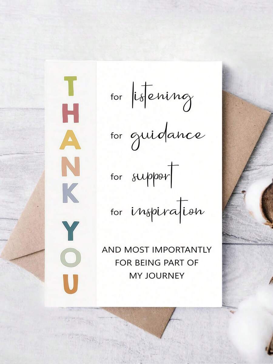 PC Cute Thank You Card To Teacher Appreciation Gift To Mentor, Educator, Pastor, Dad, Mom, Boss, Grateful For Your Support, Graduate Thanks Card For Teacher - Multicolor - View 1