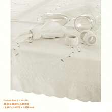 Elegant Oblong Embroidered Tablecloth - 170x360cm - Soft Marshmallow Color For Dining And Special Occasions