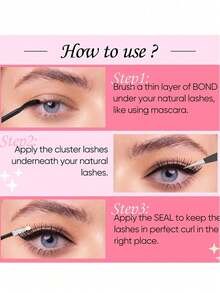 100D+120D Volume Eyelash Clusters Kit  Lash Cluster Bottom Individual Lash Extensions Wispy Individual Eyelash Extensions Kit With Lash Bond And Seal DIY Lash Clusters At Home - Pink - View 8