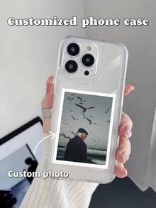 1pc Customized Phone Case Compatible With Apple , Personalized Design With Your Own Photo/Name, Nostalgic Story Encapsulated In A Transparent Case, Compatible With IPhone 17/17 Pro/17 Pro Max/17 Air, 16/15/14/13/12/11/Pro/Pro Max/Plus