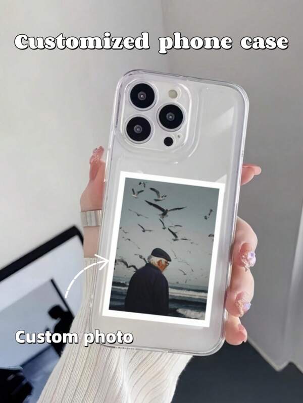 1 capa de celular personalizada compatível com celulares Apple, capa de celular Apple personalizada com seu próprio design. Repleto de narrativas! Personalize a capa, carregue suas fotos exclusivas (paisagem/retrato/memória), a capa transparente encapsula "momentos exclusivos", sinta a beleza sempre que olhar para ela. Compatível com Apple 16e, 16 Pro Max, 11/12/13/14/15 Pro Max.