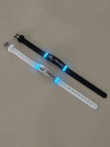 ATLVXJL 2 件/套夜光硅胶手指心形手链，友谊/情侣饰品，休闲日常佩戴，适合情人节送礼