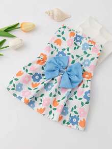 Váy in hình dễ thương cho chó con, Quần áo thú cưng, Quần áo cho chó, Quần áo cho chó Chihuahua, Đồ dùng cho mèo, Trang phục cho thú cưng, Váy cho chó có nơ - Màu xanh lam - Xem 1