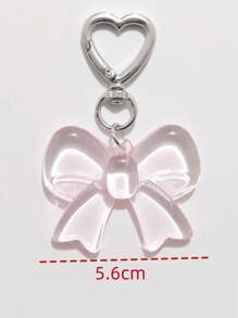 1pc Unisex Acrylic Bowknot Keychain, Transparent Minimalist Charm Pendant, Fashion Bag Accessories - Baby Pink - View 2