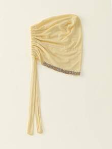 1pc Women's Solid Color Rhinestone Headband, Headscarf With Criss-Cross Front, Soft Modal Lining, Easy To Wear Hair Sleep Cap - Solid Color - View 39