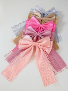 Set de 10 pinzas para el cabello con lazo de encaje y cinta para niñas, accesorios para el cabello con lazo en capas, para uso diario - Multicolor - Ver 2
