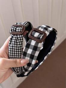 1 件复古格子头带，适合女士，时尚高端发饰，发带，发箍，秋季，发饰，头饰