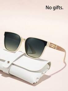 一副新款几何镜框高品质优雅品牌设计眼镜，女士时尚款（不含配件），适合户外活动、购物、驾驶等场合，是理想的礼物之选，镜腿饰有优雅装饰，超大方形镜框 - 彩色 - 查看 3