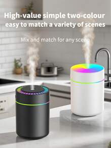 1 pieza Nuevo humidificador de aromaterapia USB con luz de colores, máquina compacta y portátil de 180ml, humidificador de aire para belleza de mujer, para uso en dormitorio, coche, hogar, dormitorio, sin batería, alimentado por USB