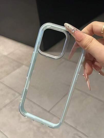 Funda de teléfono de moda inteligente con sensación de alta gama, material grueso y duro de tres en uno, marco de unicolor colorido, personalizada creativa rosa, blanca, negra, azul, verde, protección contra caídas minimalista y simple, sensación transparente y colorida, compatible con iPhone