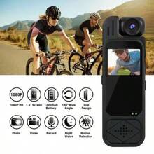 1pc Portable Video Conference Recorder, Equipped With A 180° Rotating High-Definition Night Vision Camera. It Has Functions Such As Motion Detection, Loop Recording, And Ultra-Long Standby Time, And Supports Audio And Video Synchronization. Suitable For Outdoor Video Shooting While Cycling, It Is Lightweight And Easy To Carry, Making Conference Recording Burden-Free.