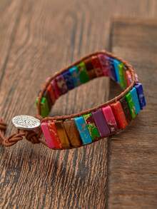 1件复古波西米亚风手工串珠手链，男士，色彩缤纷的波西米亚风人造首饰，适合日常佩戴和圣诞礼物，四季皆宜的配饰 - 手繩 - 查看 11