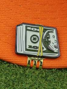 带有高尔夫球标记的创意美元钞票、高尔夫帽夹、带帽夹的磁性金属球标、高尔夫配件 - 彩色 - 查看 3