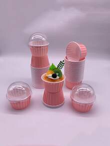 Cakegiugiu 50/100pcs Cake Cups With Lids,Disposable Cupcake Cups With Lids,Heat Resistant Muffin Cups,Cake Paper Holders,Muffin Molds, Baking Tools, Curled Edge Cake Cups,Perfect For Parties,Weddings And Birthdays - 01 - View 4