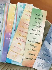 30pcs Bible Verse Bookmarks, Book/Journal/Planner Scrapbook Reading Marked Cards, Paper Bookmark School Supplies,Back To School - Multicolor - View 6