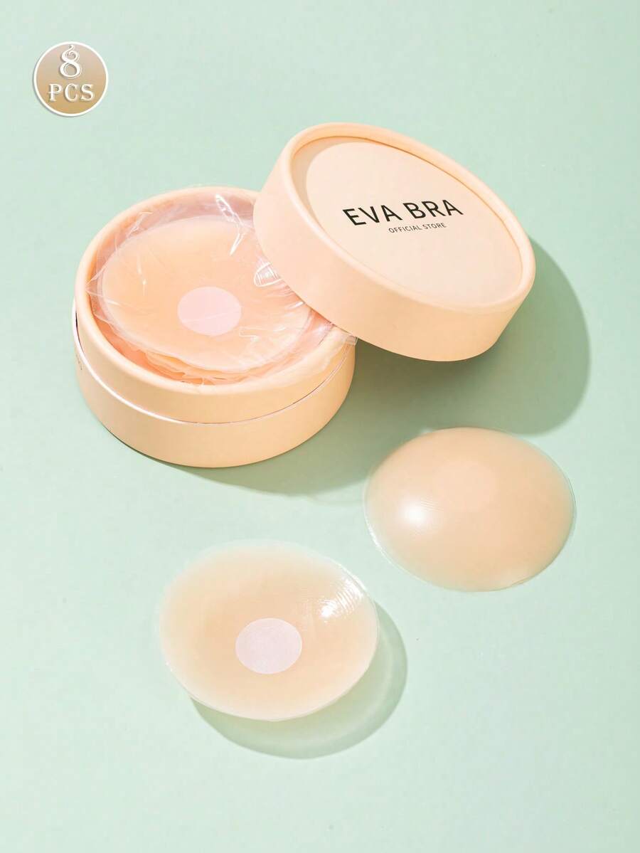 8片装硅胶胸垫，防滑点状隐形罩杯，适用于婚纱、无肩带晚礼服，可水洗重复使用 - 杏色 - 查看 1