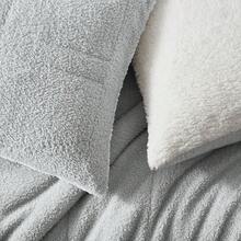 Comforter Set 3 Piece, Plush Fluffy Bedding, Geometric Pattern, Lightweight Bedspread Blanket All Season, Faux Comforter - Gray - View 8