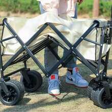 NetHong HI-Q Heavy-Duty Folding Fishing Cart With Tow Bar For Garden, Camping, Festival And Beach
