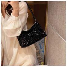 1pc Sequin Shoulder Bag 2025 Summer New Style Texture Fashion Personality Ins Simple Crossbody Large Capacity Party Bag