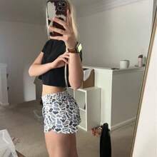 1PCS DAckCamo Shorts Women'S Hi-Waisted Dolphin Shorts, High Waist Breathable Yoga Shorts - Màu xanh nhạt - Xem 4