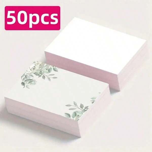 50 Stück Mini Blumen Dankeskarten, ungefaltete kleine Karten 5,4 x 9 cm, Geschenkverpackung Dankeskarten, Danksagungskarten geeignet für Geburtstag, Hochzeit, Abschluss, Geschenkkarten, Feiertags-Karten, Schulmaterial, Einschulung