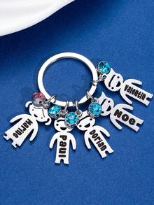 Customized Key Chain, Customized Key Chain With 1 To 4 Names, Personalized Key Chain Gift For Brothers, Sisters, Couples, Families, Halloween, Christmas, Colorful, Cute, Adorable, Funny, Kawaii, Y2K, Stylish, Unisex, Casual, Custom, Personalized, Unique, Customized, Ideal Gifts For Him, Ideal Gifts Junior High School Students, Middle School Students, High School Senior High School Students, College Students, University Students, Freshman, Sophomore, Underclassmen,Delicate Romance,Winter Grace - Silver - View 4