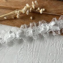1 Stück französischer Stil Satin Schleife mit doppelter Lage und bestickter Spitzenborte, charmante Schleife, Material für Hochzeitskleider zum selbermachen, Stoff-Spitzenband für Kleidung, Haarzubehör, Heimdekoration, in verschiedenen Farben erhältlich