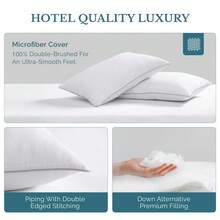 Bed Pillows Standard Size Down Alternative Soft Sleeping Pillows - Set Of 4 - 20"X26" - standard - 查看 7
