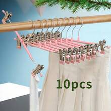 50 pezzi Grucce per pantaloni in acciaio inossidabile con fermagli regolabili, inodore e facili da usare, rastrelliera in metallo per asciugatura, gruccia per pantaloni rivestita in plastica, portapantaloni invisibile per uso domestico con fermaglio per biancheria intima, gruccia per pantaloni, abiti, sciarpe e gancio antiscivolo resistente, adatto per bagno, camera da letto, armadio, dormitorio