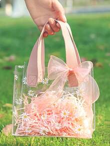 2 件/1 件厚透明 PVC 情人节礼品袋、圣诞礼物纪念品袋、婚礼回礼糖果盒手提袋、午餐袋 - 彩色 - 查看 17