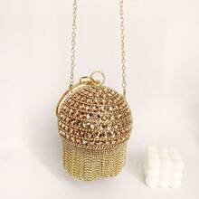 Luxury Fashion Tassel Circular Ball Bag Women's Handbag Diamond Evening Bag Wedding Party Clutch Purse Crossbody Bag - Gold - View 4