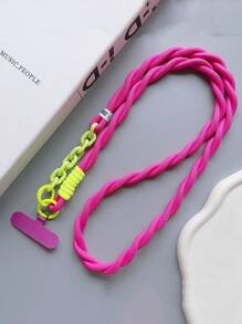 1pc Long Lanyard Strap, Crossbody Phone Holder, Suitable For Outdoor Activities, Features: Speaker, Sturdy Chain, Multiple Braided Thick Cord