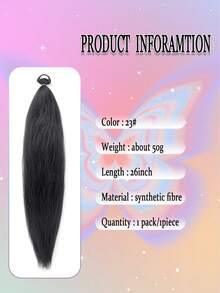 1-2 件装 26 英寸黑色 DIY 编发接发 | 女士合成 Yaki 直发耐热蓬松马尾 | 适合万圣节、圣诞节、节日派对 - 黑色 - 查看 6