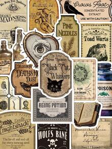 50pcs Dark Magic Potion Label Stickers Laptop Luggage Scrapbook Room Decoration Diy Creative Stickers,School Supplies,Back To School - Multicolor - View 1