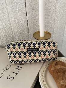 1 件复古艺术化妆刷收纳袋便携式化妆收纳整理袋带拉链多功能铅笔盒适合女士和女孩适合日常使用旅行必需品度假暑假返校学校用品袋学校旅行包女士化妆包旅行用品